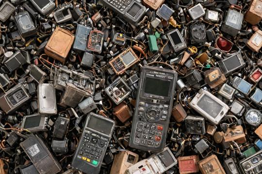Electronic waste recycling process with various devices