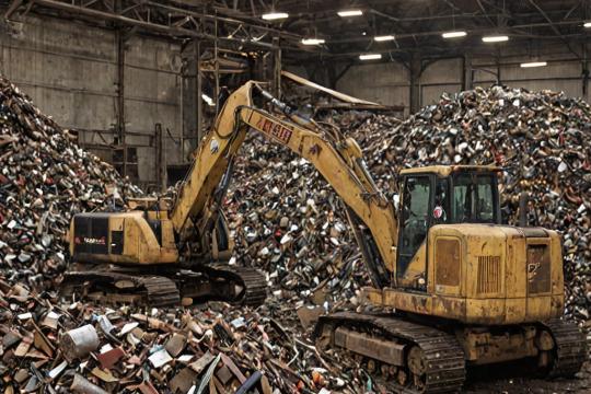 Industrial recycling operation with heavy machinery