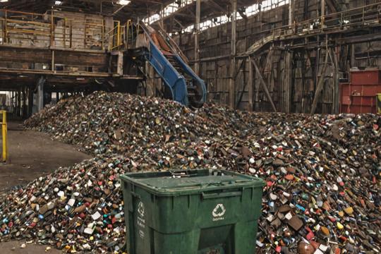 Recycling facility with sorted materials